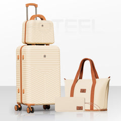 HOTEEL 4 Piece Hardside Luggage Set,Lightweight Travel Suitcases with TSA Lock & Spinner Wheels(13/20/24/28 inch, Black)