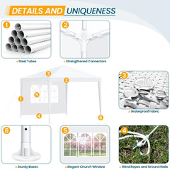 HOTEEL Party Tent 10x10 Canopy Tents for Parties with 6 Removable Sidewalls, Waterproof Outdoor Tent for Weddings and Events