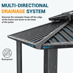 6' x 8' hardtop grill gazebo with vented double roof, galvanized steel sun and rain shelter, rust-resistant aluminum barbecue gazebo for outdoor cooking, patio, backyard