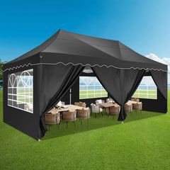 HOTEEL 10x20 Pop up Canopy Tent Commercial Instant Canopy with 6 Sidewalls & Roller Bag, UPF 50+ All Season Portable Tent for Parties Beach Camping Party Event Shelter Sun Shade