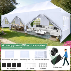 Hoteel 10x30 Pop up Canopy, Pop up Party Tent with 6 Removable Sidewalls, Outdoor Event Gazebo, Commercial Canopy Tents for Parties Wedding