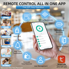 HOTEEL G1 Smart Lock with Camera, Keyless Entry Door Lock with Doorbell,App Remote Control,WiFi Fingerprint Door Lock,Two-Way Video,Human Detection,IP65 Waterproof, with Keys and IC Cards,Sliver