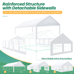 COBIZI 20’ x 30’ Heavy-Duty Party Tent with 6 Removable Side Walls and 4 Built-In Sandbags, Commercial Wedding Large Tent, UV50+ Waterproof