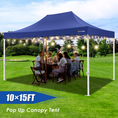 HOTEEL 10x15 Pop Up Canopy Tent Heavy Duty Easy Up Outdoor Canopy Commercial Event Tent Wedding with Roller Bag,UV 50+ & Upgraded No Water Accumulation,Thick Hexagonal Legs