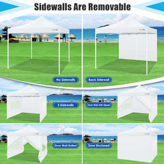 Hoteel 10x10 Heavy Duty Canopy Tent with 4 Sidewalls, Commercial Instant Shelter Tent for Parties, Wedding Event, Adjustable Outdoor Canopy with Carry Bag, 4 Ropes & 8 Stakes