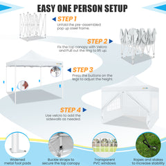 Hoteel 10x10 Heavy Duty Canopy Tent with 4 Sidewalls, Commercial Instant Shelter Tent for Parties, Wedding Event, Adjustable Outdoor Canopy with Carry Bag, 4 Ropes & 8 Stakes