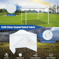 Hoteel 10x10 Heavy Duty Canopy Tent with 4 Sidewalls, Commercial Instant Shelter Tent for Parties, Wedding Event, Adjustable Outdoor Canopy with Carry Bag, 4 Ropes & 8 Stakes