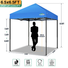 HOTEEL 6.5x6.5 FT Pop up Canopy, Waterproof Commercial Canopy Tent,Outdoor Garden Gazebo, with Carry Bag