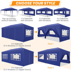 HOTEEL 10x20 Pop up Canopy Tents for Parties, Waterproof Canopy Tent with Sidewalls, Outdoor Gazebo Canopy with Carry Bag, Tent for Backyard, Wedding, Patio, Event, Commercial, Dark Blue