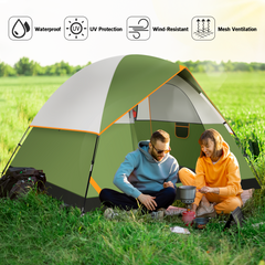 HOTEEL 4 Person Tent for Camping, Easy Setup Camping Tent with Rainfly & Screen Windows for Camping/Traveling/Family Gathering/Hiking/Beach