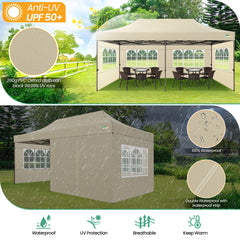 HOTEEL 10x20 Heavy Duty Canopy Tent with 6 Removable Sidewalls,Pop up Outdoor Commercial Party Wedding Tent with Roller Bag,Waterproof & UV 50+