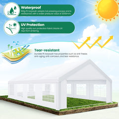 COBIZI 20’ x 30’ Heavy-Duty Party Tent with 6 Removable Side Walls and 4 Built-In Sandbags, Commercial Wedding Large Tent, UV50+ Waterproof