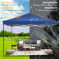 HOTEEL 10' x 10' Outdoor Canopy Party Tent EZ Pop Up Canopy Portable Commercial Instant Canopy Shelter Tent Waterproof Gazebo with 4 Sidewalls & Carry Bag,Stakes & Ropes