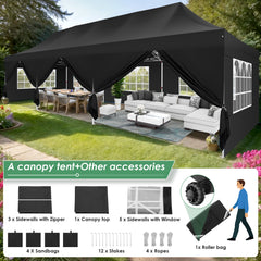 Hoteel 10x30 Pop up Canopy, Pop up Party Tent with 6 Removable Sidewalls, Outdoor Event Gazebo, Commercial Canopy Tents for Parties Wedding