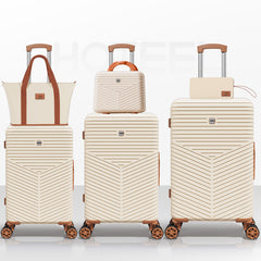 HOTEEL 4 Piece Hardside Luggage Set,Lightweight Travel Suitcases with TSA Lock & Spinner Wheels(13/20/24/28 inch, Black)