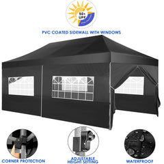 YUEBO 10'x20' Canopy Heavy Duty Pop Up Canopy Tent Outdoor Gazebo Shelter Portable Instant Commercial Tent with 6 Removable Sidewalls