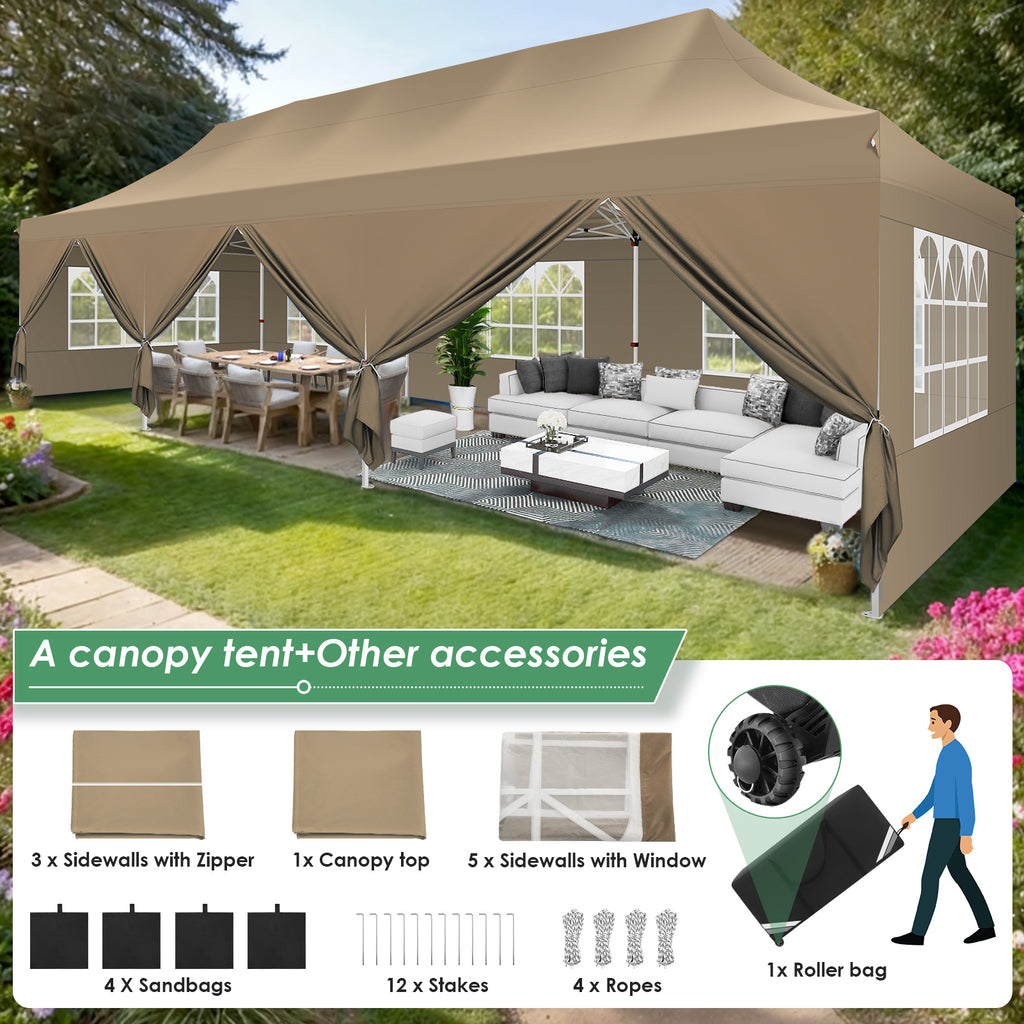 Hoteel 10x30 Pop up Canopy, Pop up Party Tent with 6 Removable Sidewal ...