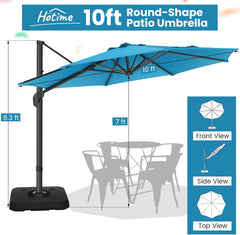 10’ x 10’ Patio Cantilever Sun Umbrella – Upgraded Enhanced Version – 360° Rotation & 5 Adjustment Angles – Aluminum Pool Parasol Square Outdoor Sun Umbrella for Courtyard, Garden, Terrace, Pool
