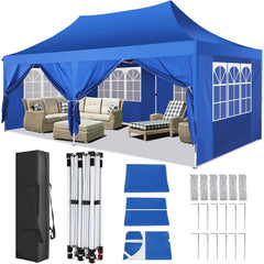 COBIZI 10'x20' Pop Up Canopy Tent with 6 Sidewalls, Wedding Party Tent Outdoor Canopy UV50+ Waterproof Canopy Tent Event Shelter, 3 Adjustable Heights, with Carry Bag, White