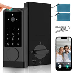 HOTEEL G3 Smart Lock, Front Door Smart Lock Electronic Deadbolt with App Control, Fingerprint Keyless Entry Door Lock with Doorbell,Easy Install No Hub, IP54 Waterproof, Auto-Lock