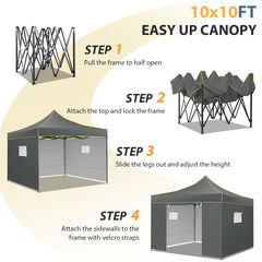 HOTEEL Canopy Tent 10x10 Pop Up Canopy, Outdoor Easy Up Canopy With Sidewalls, Portable Event Tent for Backyard, Parties, Camping, Commercial