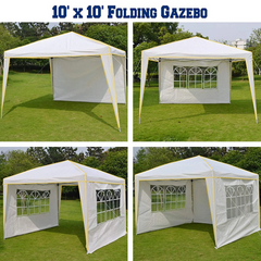 HOTEEL Pop up Canopy Tent 10x10 Commercial Instant Canopy with 4 Sidewalls & Carry Bag,Portable Tent for Parties Beach Camping Party Event Shelter Sun Shade,White