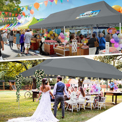 Hoteel 10x30 Pop up Canopy, Pop up Party Tent with 6 Removable Sidewalls, Outdoor Event Gazebo, Commercial Canopy Tents for Parties Wedding, Gray