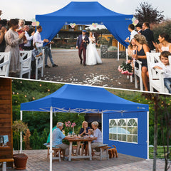 Hoteel 10x15 Heavy Duty Canopy Tent with 4 Sidewalls,Pop up Canopy for Parties Wedding,Commercial Easy up Gazebo with Roller Bag,UV 50+ &,Blue