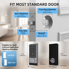 HOTEEL G1 Smart Lock with Camera, Keyless Entry Door Lock with Doorbell,App Remote Control,WiFi Fingerprint Door Lock,Two-Way Video,Human Detection,IP65 Waterproof, with Keys and IC Cards,Sliver