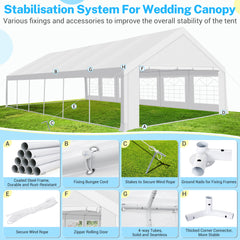 Hoteel Outdoor Party Wedding Tent Canopy Large Heavy Duty Gazebo, UV50+, Waterproof, White