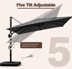 HOTEEL 10ft Patio Umbrella Outdoor Square Large Cantilever Windproof Offset and Heavy Duty Sun Umbrella for Garden Deck Pool，Gray