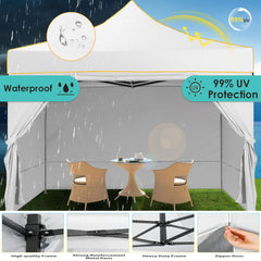 YUEBO 10x10 FT Outdoor Pop Up Canopy Tent Heavy Duty Commercial Instant Shelter Waterproof Party Tent Gazebo with 4 Removable Sidewalls