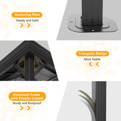 HOTEEL 10'x15' Hardtop Gazebo, Outdoor Steel Double Galvanized Roof Canopy, Aluminum Frame Permanent Pavilion Metal Gazebo with Curtains and Nettings, Sunshade for Patios, Gardens, Lawns, Brown