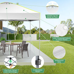 Hoteel Canopy 10x10 Pop Up Canopy Tent 1-Button Push Easy up Outdoor Canopy Instant Portable Commercial Shelter Waterproof UPF50+ Gazebo with Reflective Strip, Air Vent & 4 Sandbags, White