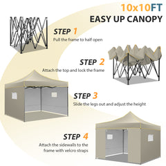 HOTEEL Canopy Tent 10x10 Pop Up Canopy, Outdoor Easy Up Canopy With Sidewalls, Portable Event Tent for Backyard, Parties, Camping, Commercial