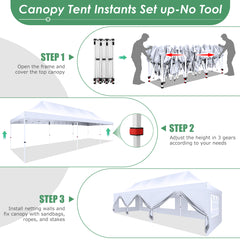 Hoteel 10x30 Pop up Canopy, Pop up Party Tent with 6 Removable Sidewalls, Outdoor Event Gazebo, Commercial Canopy Tents for Parties Wedding