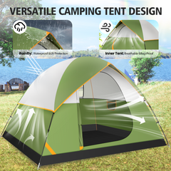 HOTEEL 4 Person Tent for Camping, Easy Setup Camping Tent with Rainfly & Screen Windows for Camping/Traveling/Family Gathering/Hiking/Beach