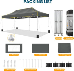 HOTEEL 10'x20' Heavy Duty Pop Up Canopy Tent,Commercial Open Air Gazebo,Hexagonal Frame & Roller Bag,Outdoor Weddings, Parties, Events (Gray)
