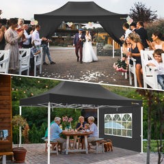 Hoteel 10x15 Heavy Duty Canopy Tent with 4 Sidewalls, Pop up Canopy for Parties Wedding, Commercial Easy up Gazebo with Roller Bag, UV 50+ &, Black