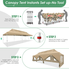 Hoteel 10x30 Pop up Canopy, Pop up Party Tent with 6 Removable Sidewalls, Outdoor Event Gazebo, Commercial Canopy Tents for Parties Wedding