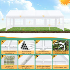 COBIZI 20’ x 30’ Heavy-Duty Party Tent with 6 Removable Side Walls and 4 Built-In Sandbags, Commercial Wedding Large Tent, UV50+ Waterproof