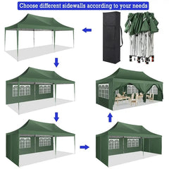 YUEBO 10'x20' Ez Pop Up Canopy Tent Commercial Instant Canopies with 6 Removable Side Walls Portable & Carrying Bag for Patio Picnic Carport Party Wedding, Blue Navy