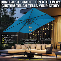 10’ x 10’ Patio Cantilever Sun Umbrella – Upgraded Enhanced Version – 360° Rotation & 5 Adjustment Angles – Aluminum Pool Parasol Square Outdoor Sun Umbrella for Courtyard, Garden, Terrace, Pool