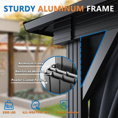 10' x 12' Heavy-Duty Hardtop Gazebo, Galvanized Steel Double-Layer Roof, Hot Tub Gazebo, with Fire-Resistant Curtains and Mesh, Aluminum Frame Outdoor Canopy, Suitable for Patios and Parties