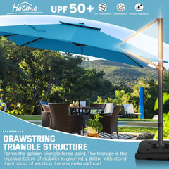 10’ x 10’ Patio Cantilever Sun Umbrella – Upgraded Enhanced Version – 360° Rotation & 5 Adjustment Angles – Aluminum Pool Parasol Square Outdoor Sun Umbrella for Courtyard, Garden, Terrace, Pool