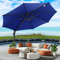 10’ x 10’ Patio Cantilever Sun Umbrella – Upgraded Enhanced Version – 360° Rotation & 5 Adjustment Angles – Aluminum Pool Parasol Square Outdoor Sun Umbrella for Courtyard, Garden, Terrace, Pool