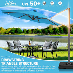 10’ x 10’ Patio Cantilever Sun Umbrella – Upgraded Enhanced Version – 360° Rotation & 5 Adjustment Angles – Aluminum Pool Parasol Square Outdoor Sun Umbrella for Courtyard, Garden, Terrace, Pool