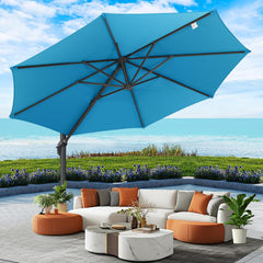 10’ x 10’ Patio Cantilever Sun Umbrella – Upgraded Enhanced Version – 360° Rotation & 5 Adjustment Angles – Aluminum Pool Parasol Square Outdoor Sun Umbrella for Courtyard, Garden, Terrace, Pool