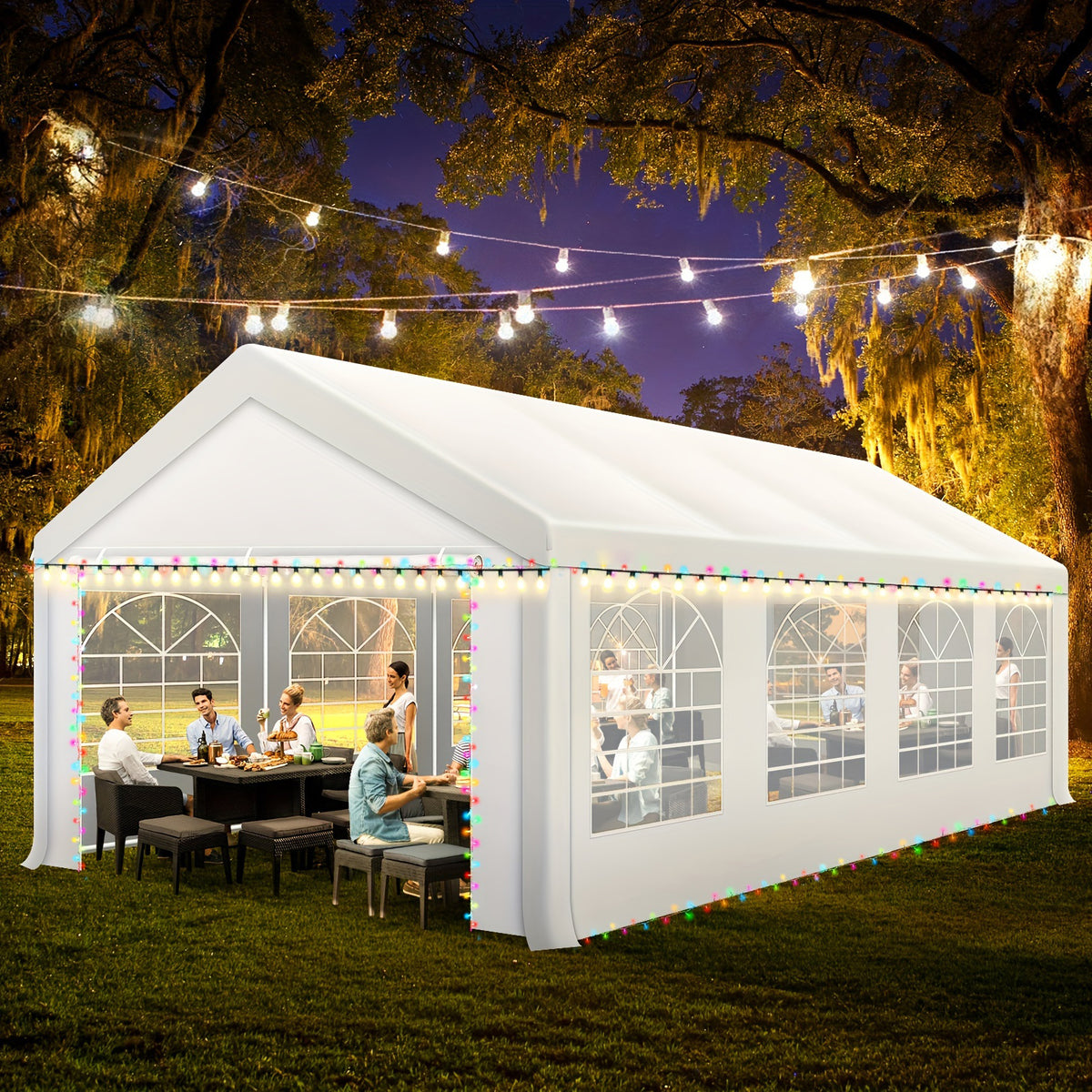Hoteel 10'x20' Party Wedding Tent with 6 Sidewalls, Outdoor Heavy Duty Canopy Patio Gazebo Pavilion, Waterproof, UV 50+, Cater Events for Party, Wedding, Camping, Birthday and BBQ, White