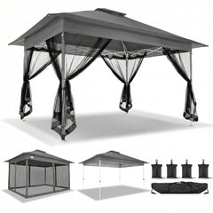 COBIZI 10‘x15’ Pop-Up Gazebo - Outdoor pop-up sunshade canopy tent, patio gazebo, shade canopy - Mesh tent with portable storage bag, suitable for camping, garden, terrace, backyard